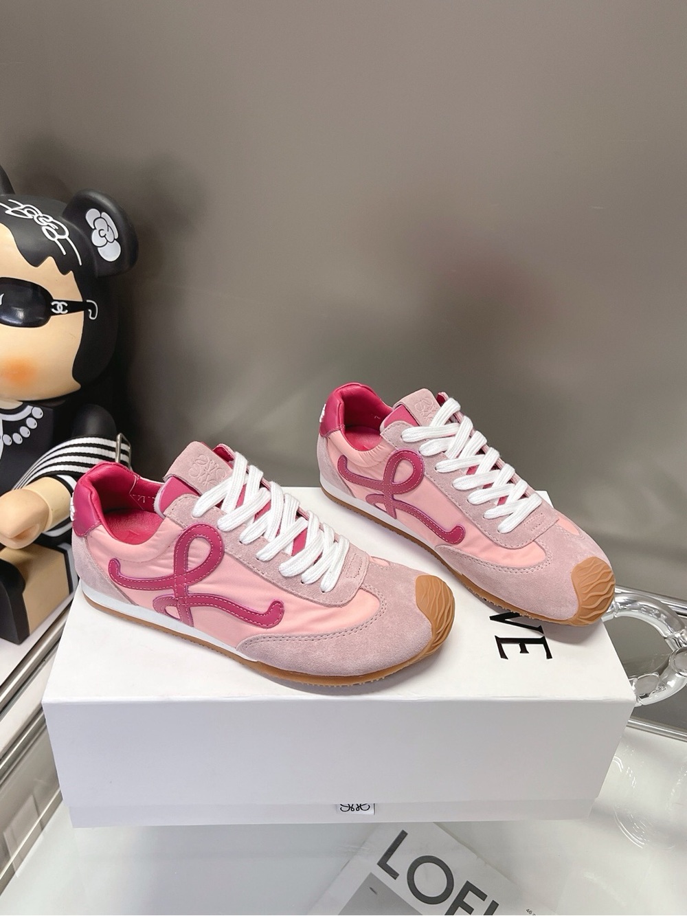Loewe Pink Suede & Mesh Women's Sneakers
